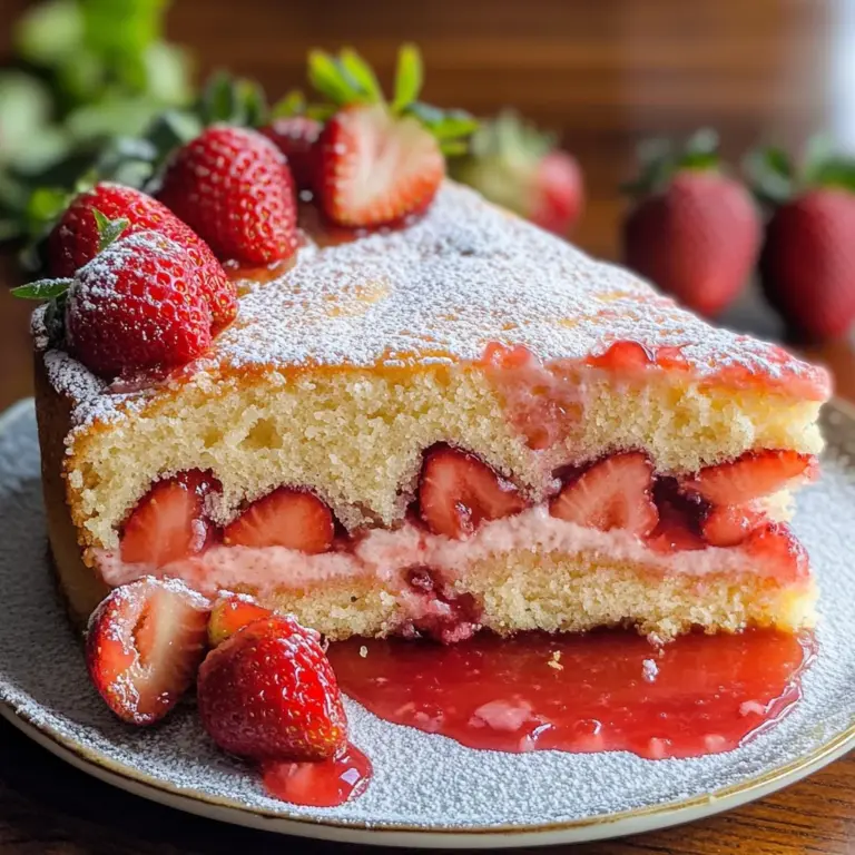 Easy Strawberry Cake with Strawberry Sauce