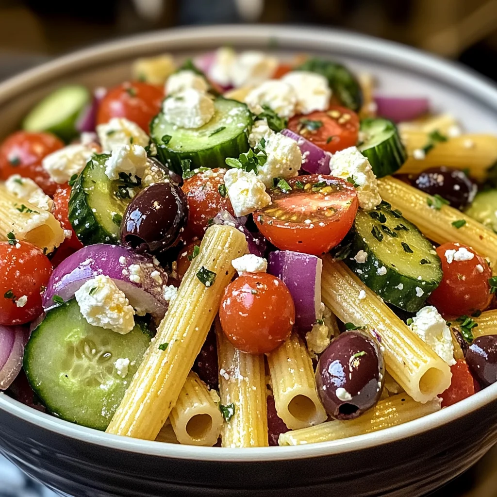 Greek Rigatoni Pasta Salad – A Fresh and Flavorful Mediterranean Delight!