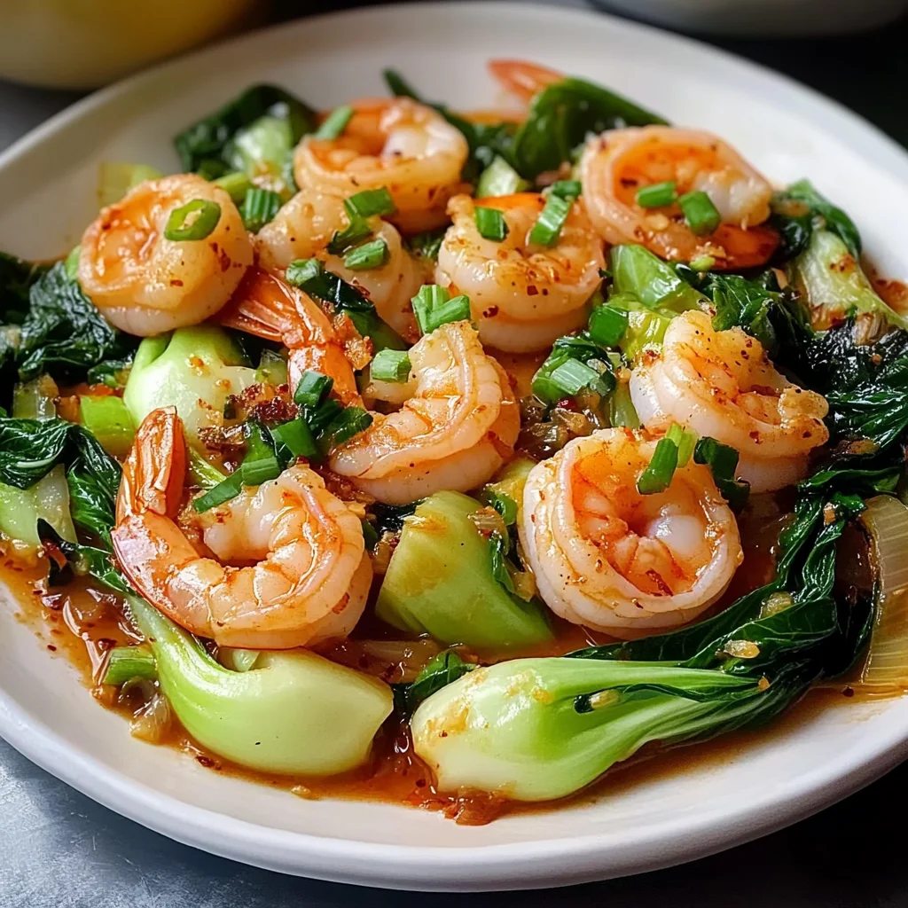 Spicy Garlic Butter Shrimp and Baby Bok Choy