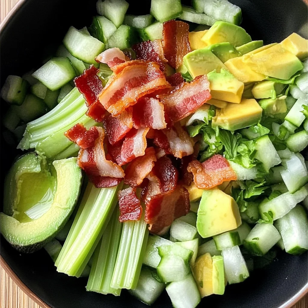 Celery Salad with Turkey Bacon and Avocado