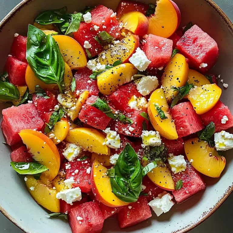 Refreshing and Juicy Watermelon Peach Salad for Hot Summer Days