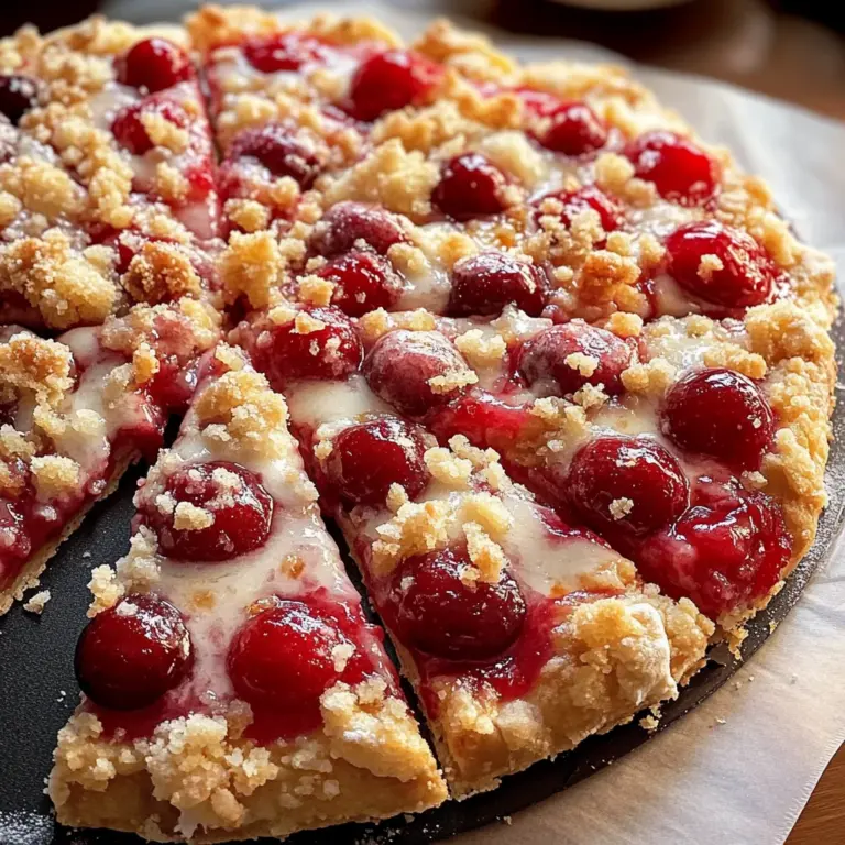 Cherry Dessert Pizza with Cherry Pie Filling and Crumble Topping Recipe