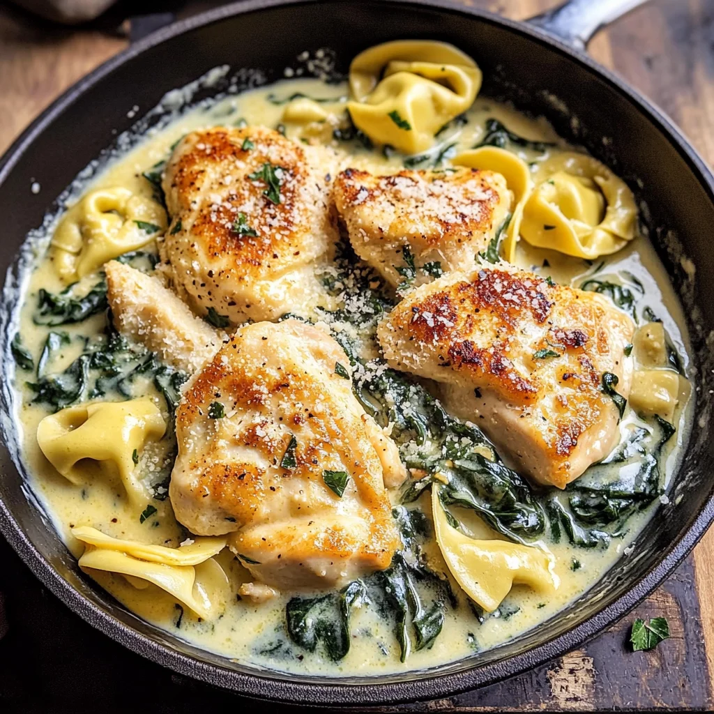 Creamy Parmesan Chicken and Spinach Tortellini