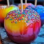 Delicious Rainbow Candy Apples for a Fun Homemade Treat