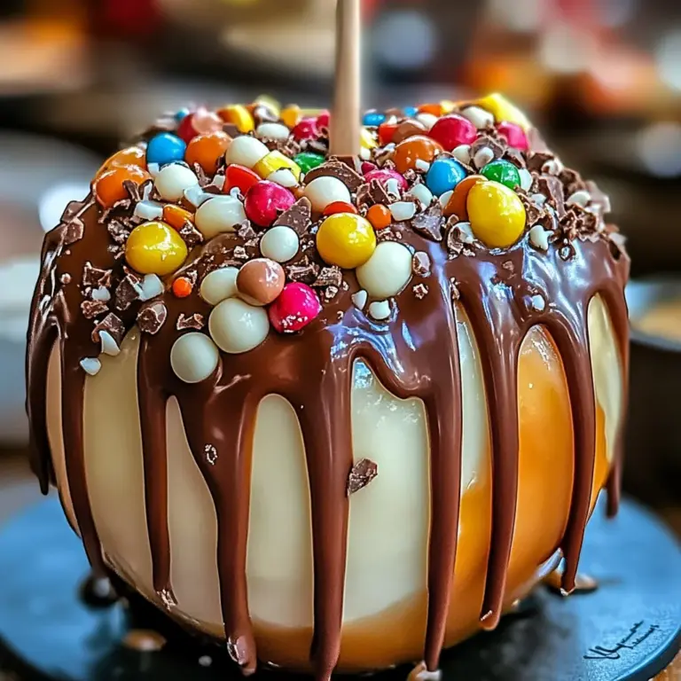 Indulgent Candy-Coated Caramel Apple Creations to Savor