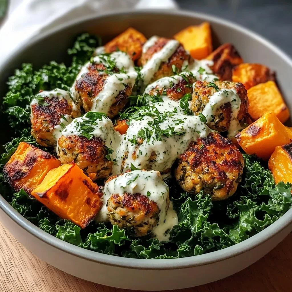 Mediterranean Herby Chicken Meatball Bowl - theamazingfood