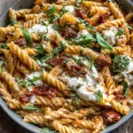 One Pot Sun-Dried Tomato Pasta with Whipped Ricotta