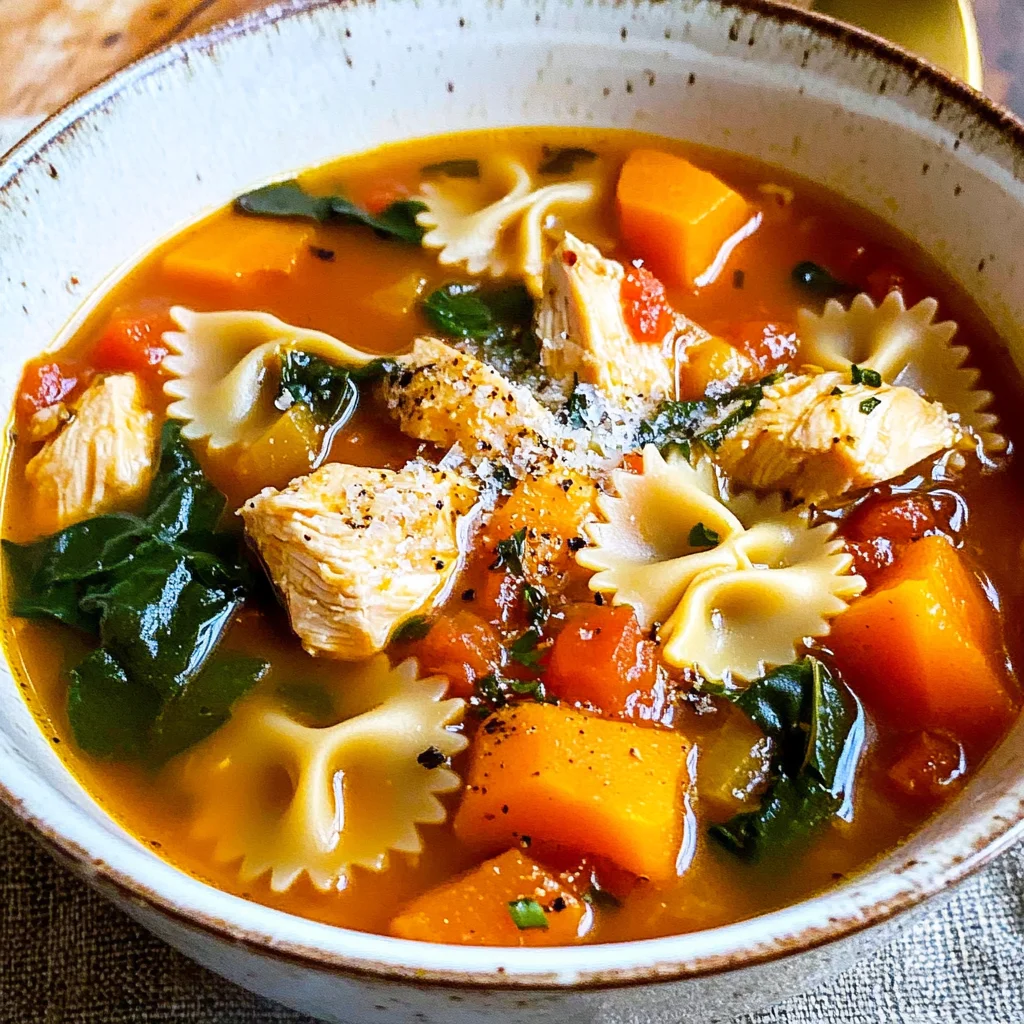Butternut Squash Chicken Soup with Pasta