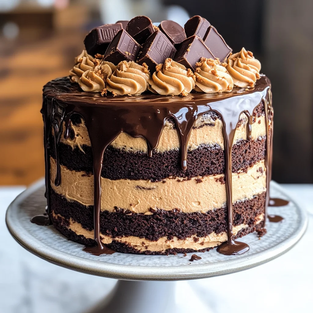 Chocolate Brownie Cake with Peanut Butter Frosting