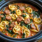 Crockpot Cheese Tortellini and Sausage