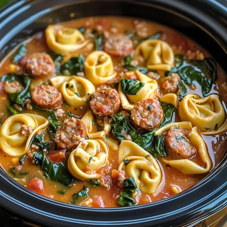 Crockpot Cheese Tortellini and Sausage
