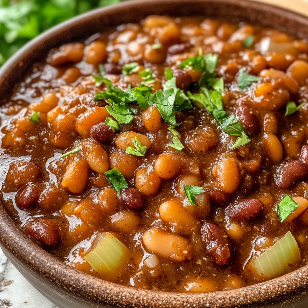 Crockpot Vegan BBQ Baked Beans Summer Cookout