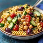Easy Greek Pasta Salad with Chickpeas