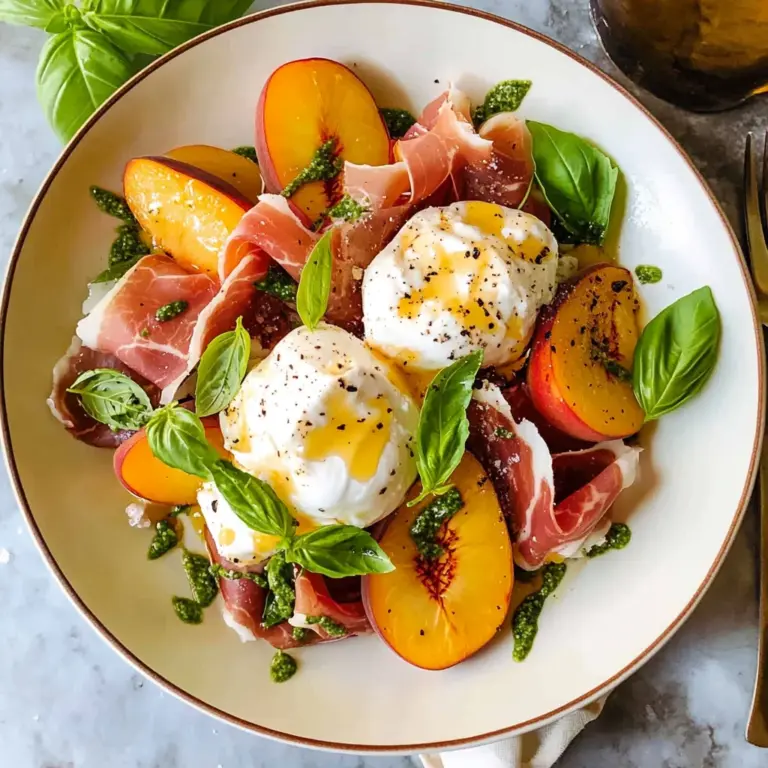 Peach Burrata Salad with Cchicken hampagne Vinaigrette