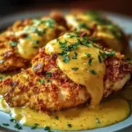 Pretzel Chicken with Mustard-Cheddar Sauce
