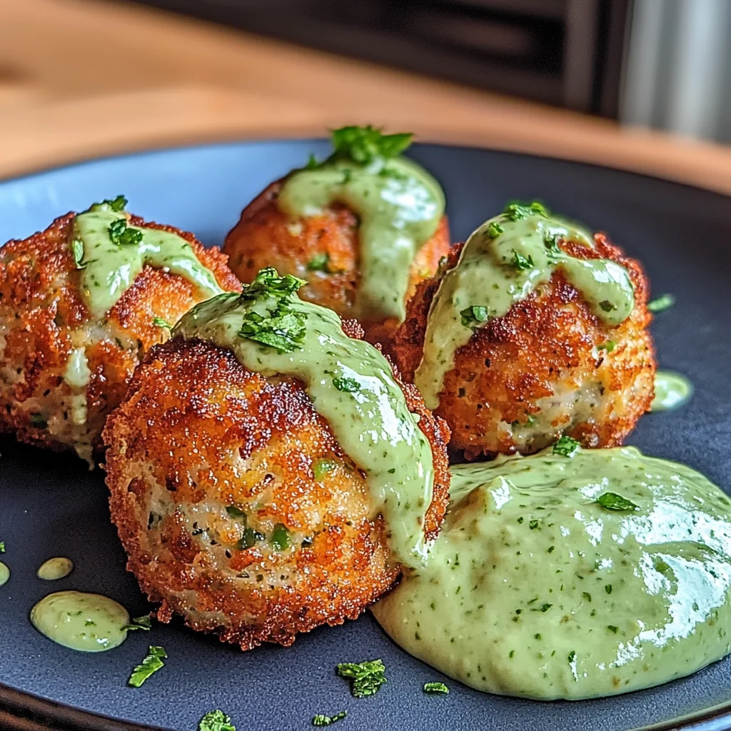 Salmon Balls with Creamy Avocado Sauce