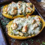 Spinach Artichoke Spaghetti Squash with Chicken