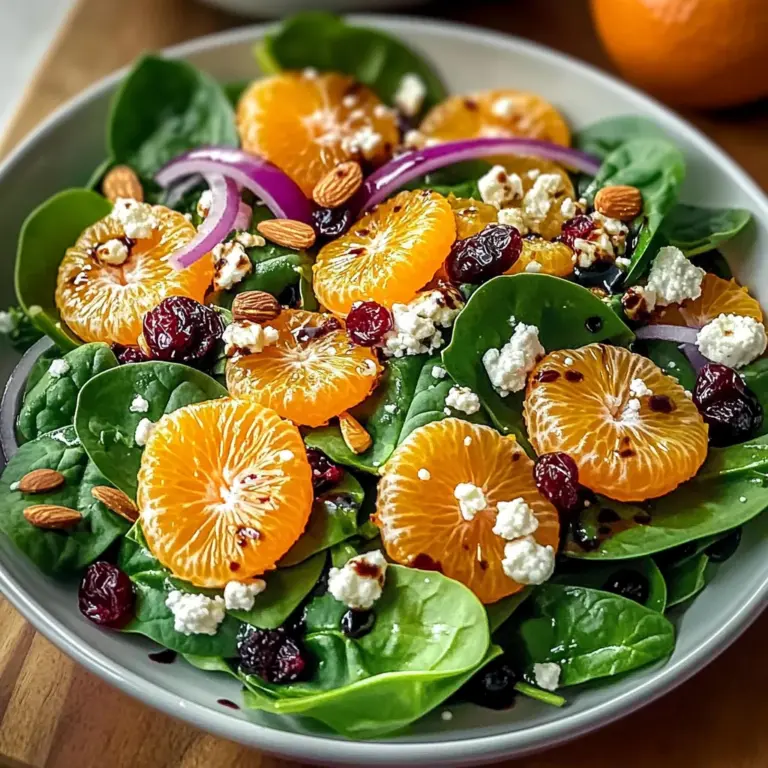Sweet Spinach Salad with Mandarin Oranges - theamazingfood