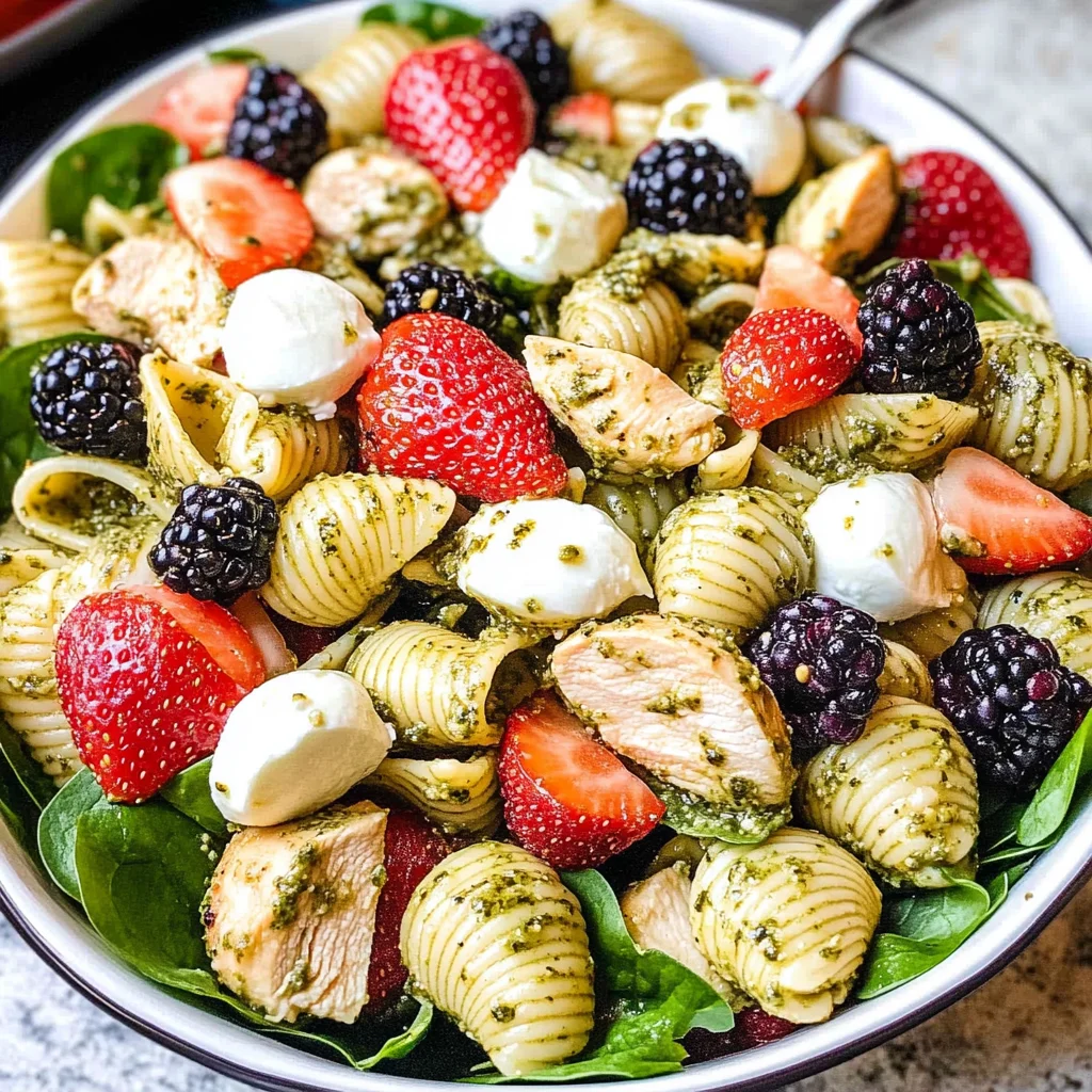 Chicken and Berry Pesto Pasta Salad