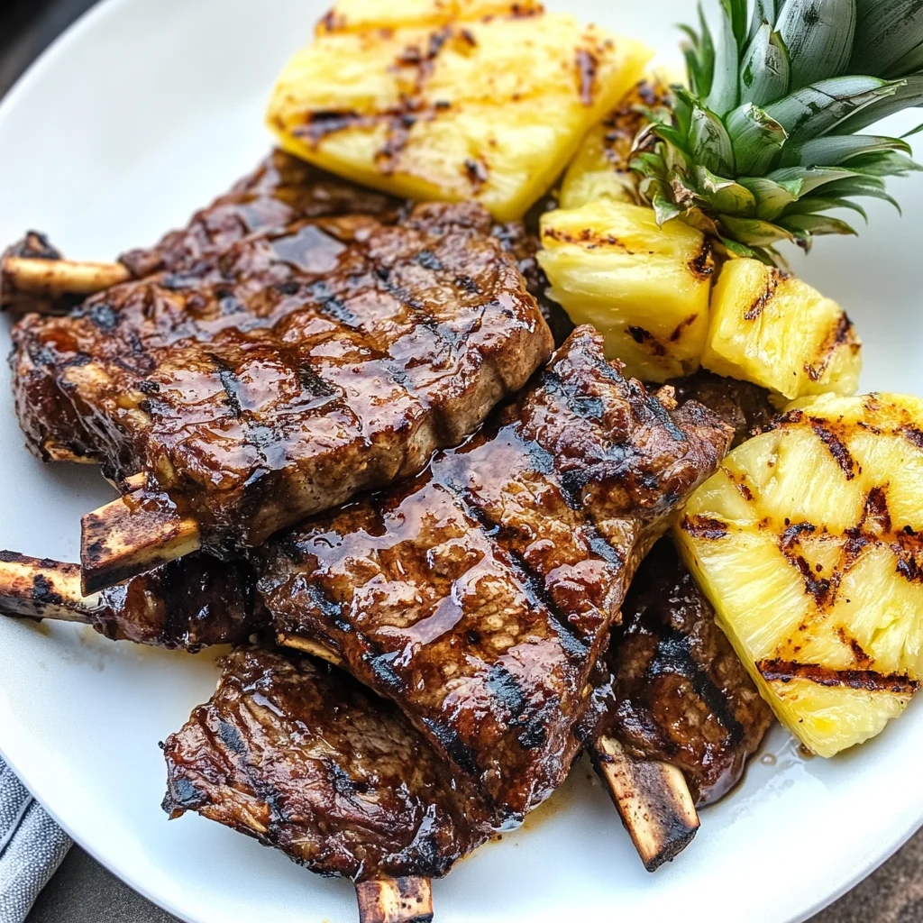 Hawaiian Style BBQ Short Ribs with Grilled Pineapple