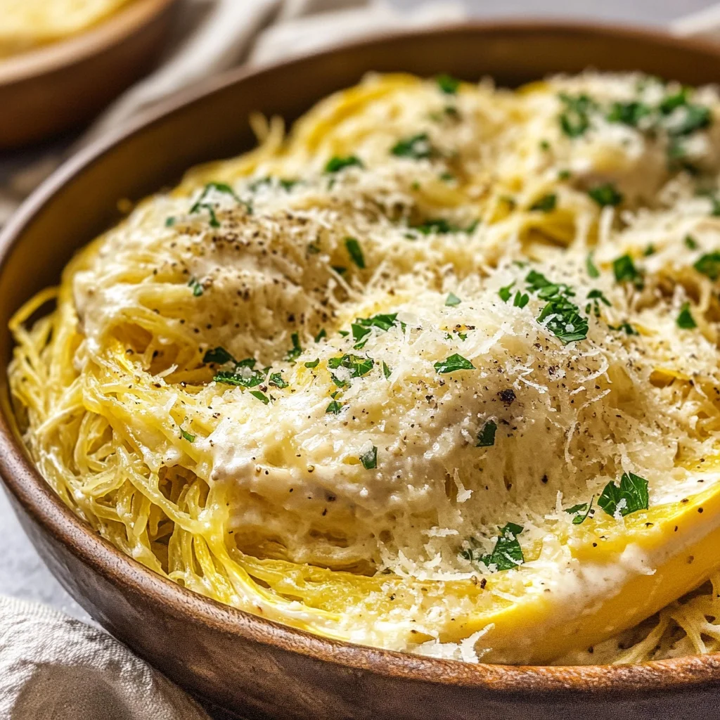 Spaghetti Squash Alfredo – Best Vegetarian Dinner Recipe